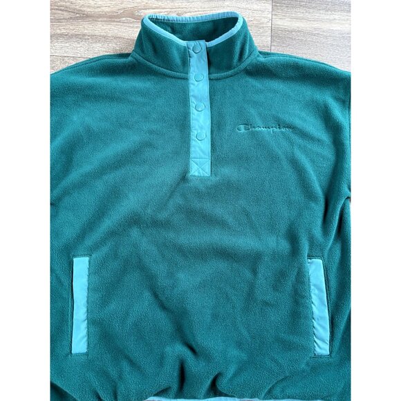 Champion Women's Explorer Fleece Snap Front Pullover Sweatshirt Size M Green - Picture 2 of 8